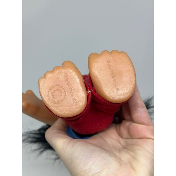 VTG Troll Thomas Dam Boy Doll 1977 6-1/2" Denmark Black Mohair Round Ears - Picture 7 of 7